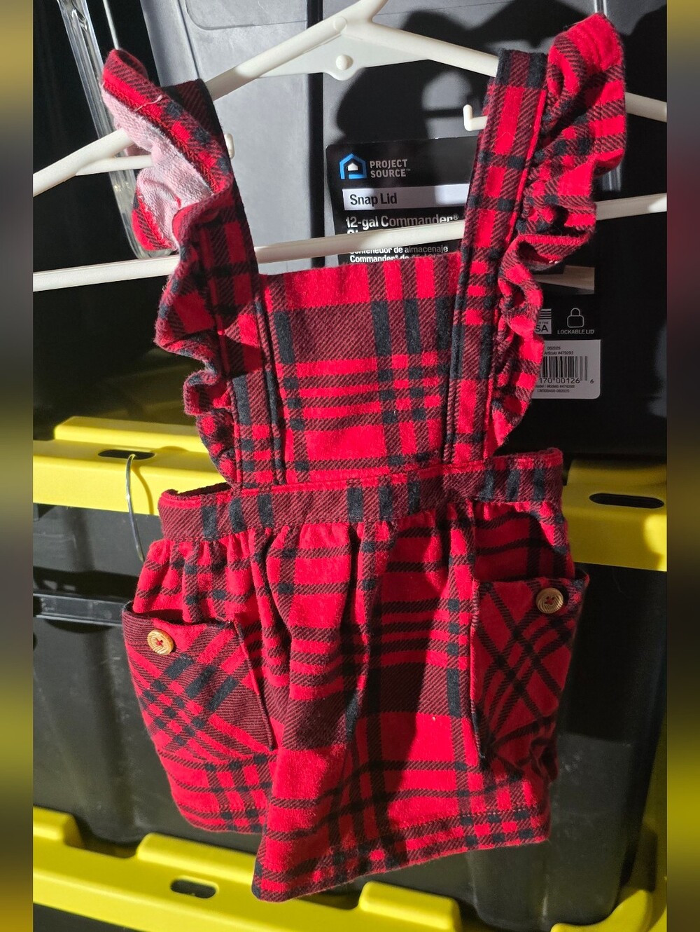 5 For 25$  Wonder Nation Red and Black Plaid Ruffle-Shoulder Overall Skirt